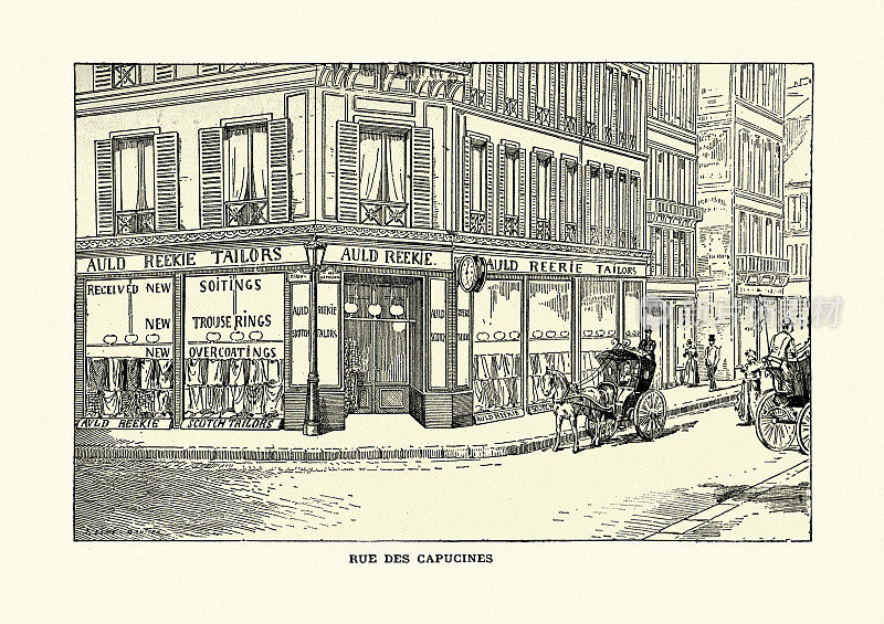 维多利亚时代的裁缝店，Rue des Capucines，巴黎，19世纪